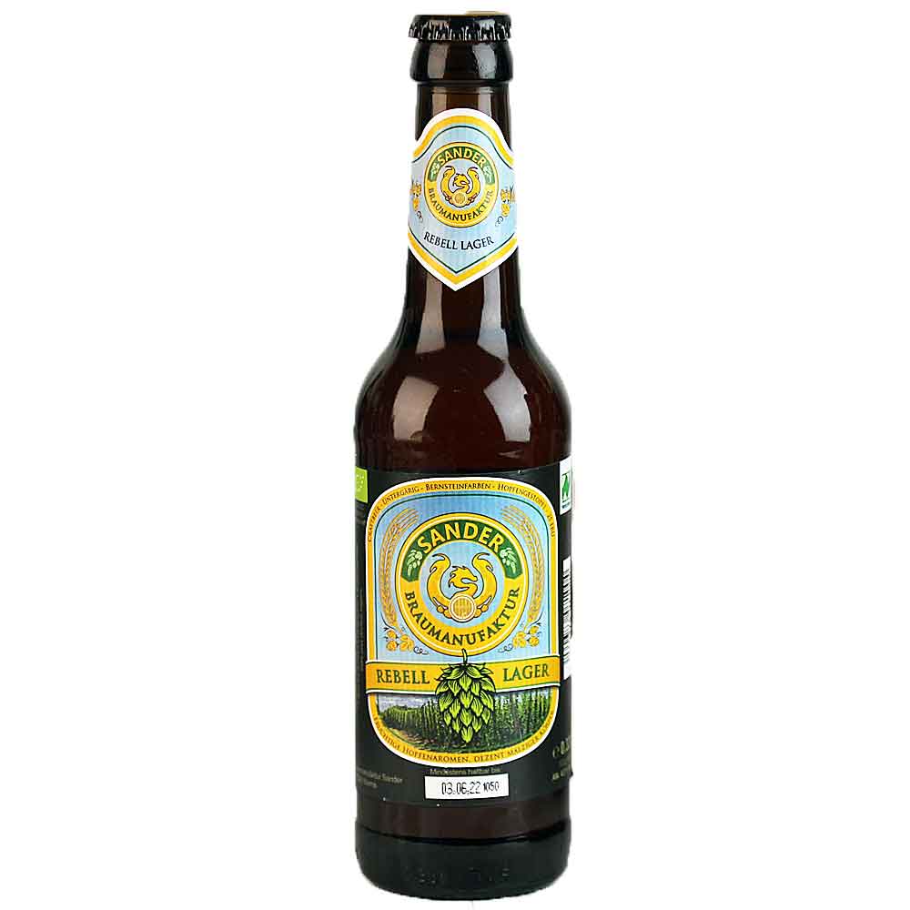 Bild von Sander - REBELL - LAGER - Bio-Bier - 0,33l  ( MHD 15. MÄRZ 2025 )