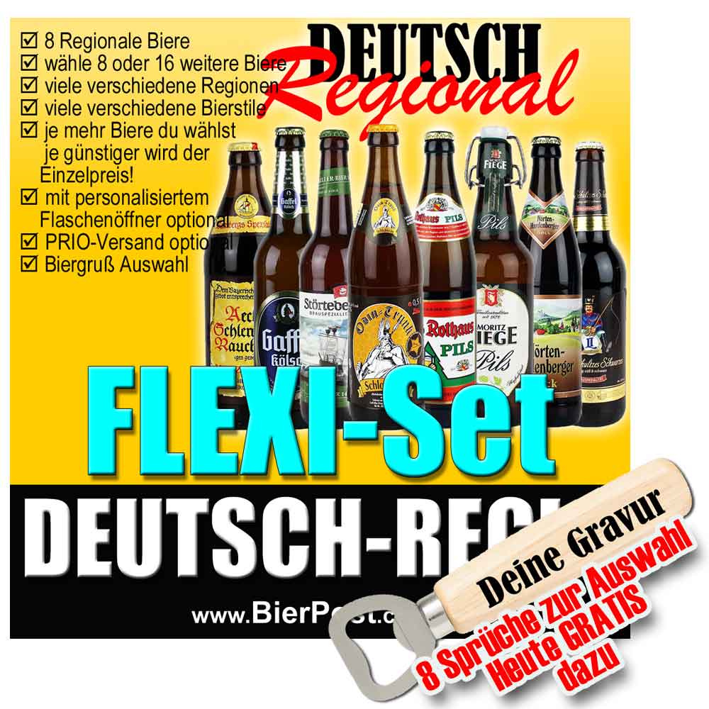 Bild von Flexi-Set -  Regionale Bierspezialitäten aus Deutschland - mit Öffner GRATIS dazu - AUSWAHL