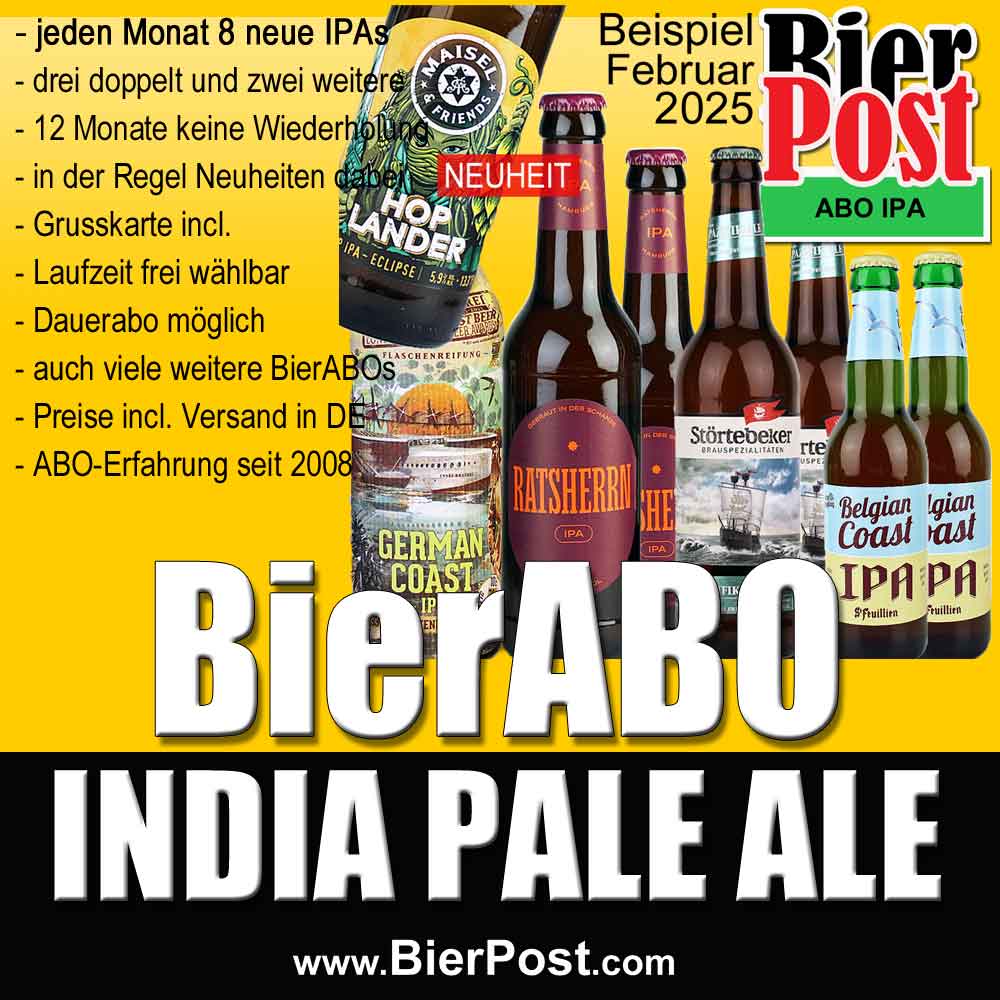 Bild von BierPostABO - INDIA PALE ALE (IPA) - incl. BierPostCARD GRATIS dazu  incl. Versandkosten in DE  