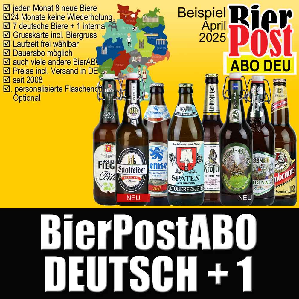 Bild von BierPostABO "DEUTSCH+1" -  incl. Versand in DE, incl BierPostCARD 