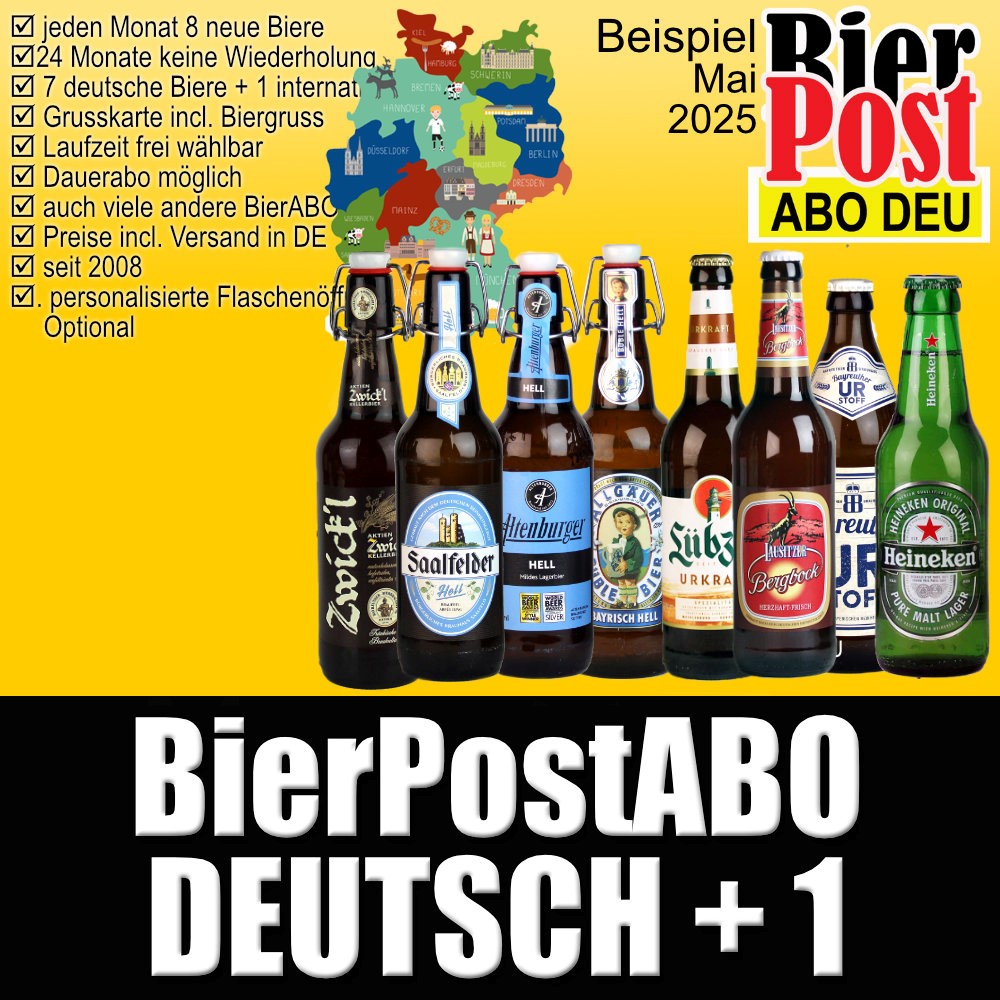 Bild von BierPostABO "DEUTSCH+1" -  incl. Versand in DE, incl BierPostCARD 