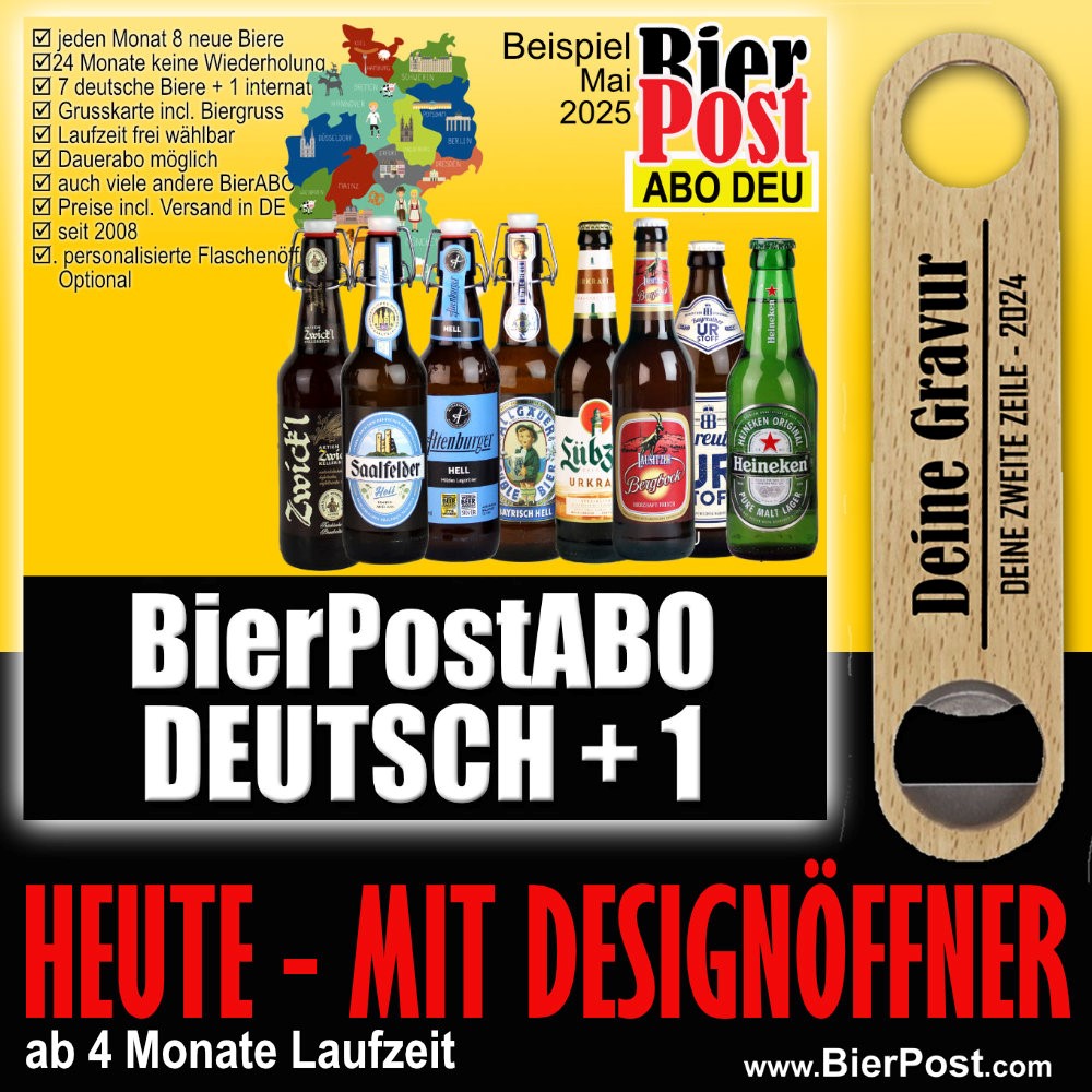 Bild von BierPostABO "DEUTSCH+1" -  incl. Versand in DE, incl BierPostCARD 