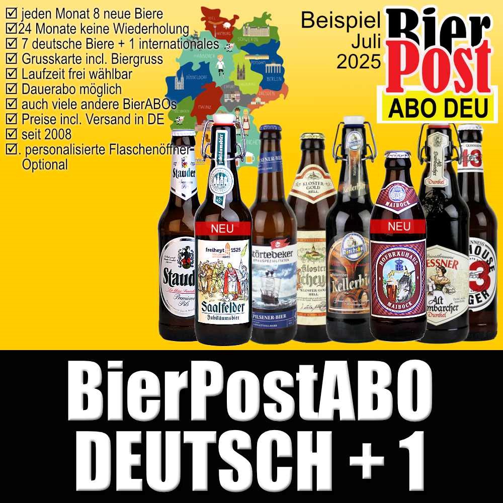 Bild von BierPostABO "DEUTSCH+1" -  incl. Versand in DE, incl BierPostCARD 