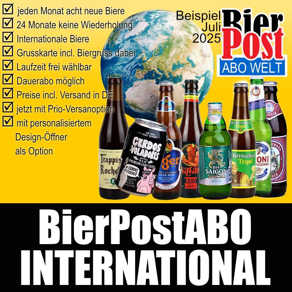 Bild von BierPostABO - INTERNATIONAL - incl. Versand in DE, incl. BierPostCARD (HEUTE MIT DESIGNÖFFNER und deiner personalisierten Gravur GRATIS dazu ) 