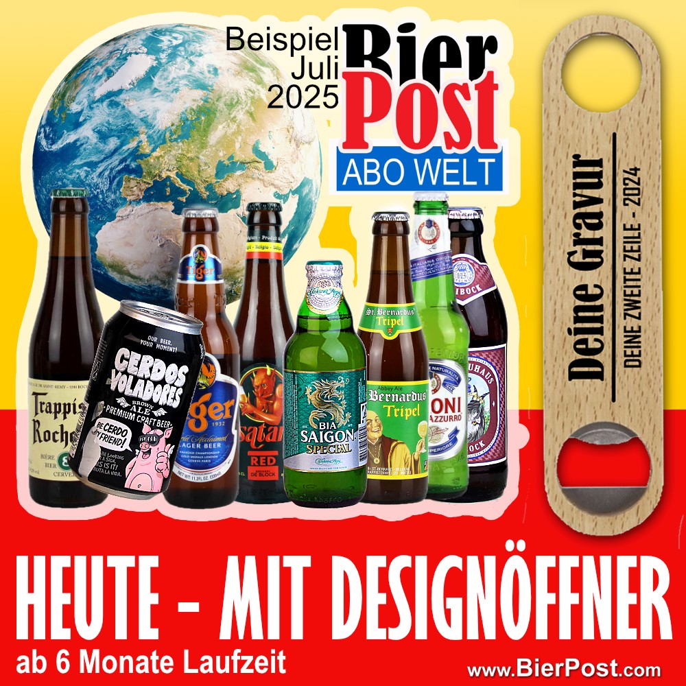 Bild von BierPostABO - INTERNATIONAL - incl. Versand in DE, incl. BierPostCARD (HEUTE MIT DESIGNÖFFNER und deiner personalisierten Gravur GRATIS dazu ) 