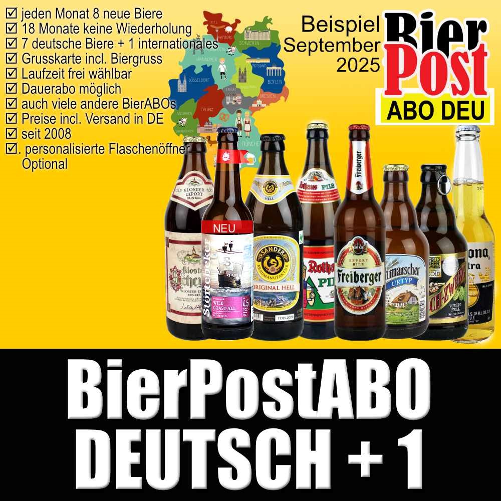 Bild von BierPostABO "DEUTSCH+1" -  incl. Versand in DE, incl BierPostCARD ( + 1 MONAT GRATIS dazu, ab einer Laufzeit von 6 Monaten )