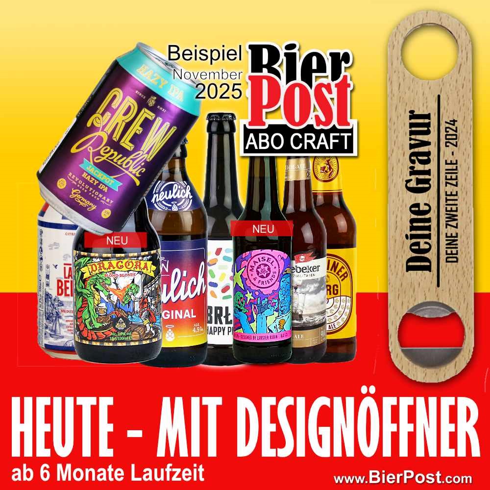 Bild von BierPostABO - CRAFTBEER - incl. Versand in DE, incl BierPostCARD ( HEUTE mit GRATIS Design Öffner ab einer Laufzeit von 6 Monaten, einfach in die beiden Textfelder eintragen ) 